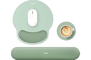 Sushret Mauspad & Tastatur Handballenauflage, 3-in-1 Ergonomisches Gel Memory Foam Mauspad mit Handgelenkstütze, Gaming Mauspad Armauflage für Computer Büro Schreibtisch Zubehör,Grün