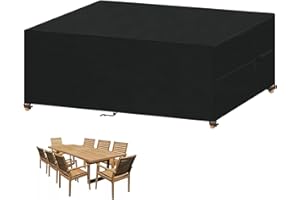 VANSHEIM Funda Muebles Jardín Impermeable Funda para Muebles de Jardin Exterior Funda para Mesa Jardin Exterior 420D Oxford Tela Protector Muebles Jardin Cubierta Mesa y Sillas Jardin 240x120x75cm