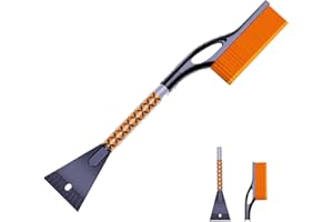 HTRTRR Grattoir à Glace Auto 2 en 1 avec Balai à Neige, Outil Détachable et Antidérapant, Grattoir et Brosse Résistants, Accessoire Voiture Hiver pour Pare-Brise et Fenêtres