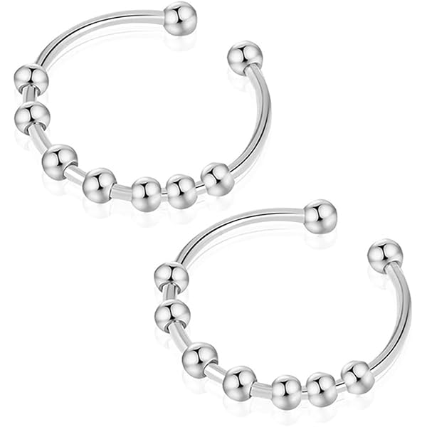 Bagues Anti-Stress - Lot De 3 - Acier Inoxydable - Bague Tournante Femme/Enfant - Cadeau Anti-Anxiété