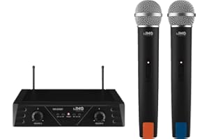 MONACOR IMG 252600 Stageline TXS-812SET bezprzewodowy 2-kanałowy system mikrofonu, regulator głośności na kanał, zasięg ok. 30 m, zestaw mikrofonowy, czarny