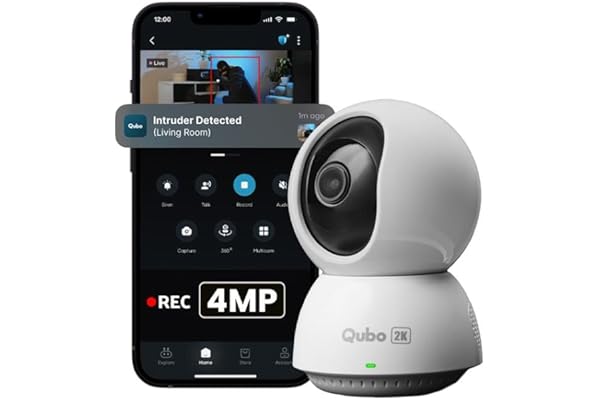 Qubo Smart 360° 4MP Ultra 2K Wi-Fi Security Camera by Hero Group Indoor CCTV Cam for Home AI Person Detection Auto-Alarm App Alerts NightPulse Vision SD&Cloud Storage Made in India