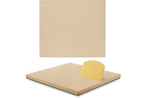 Unicook Large Square Pizza Stone 40.6 x 35.5 cm, Heavy Duty Ceramic Baking Stone for Oven, BBQ and Grill, Ideal for Making Crisp Crust Pizza, Bread, Cookies and More, Thermal Shock Resistant