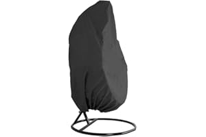 AMOYERIC Housse de Fauteuil Suspendu , le support de chaise pivotante pour oeuf en rotin extérieur recouvre le protecteur de meubles de jardin Veranda résistant à l'eau et à la poussière - 190 X115cm, noir