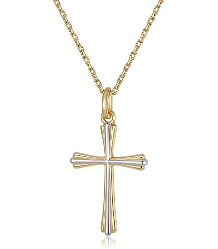 Girocollo con pendente a forma di croce in oro bianco 18 carati e pavé