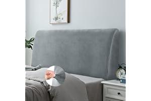 DUJUIKE Headboard Slipcover for Full Bed, Stretch Bed Headboard Cover, Dustproof Protector Cover for Linen Tufted Upholstered, Velvety Soft Comfortable Fabric (Light Grey)