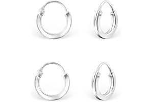 DTPsilver - Damskie małe kwadratowe kolczyki ze srebra próby 925 - zestaw par 2 - grubość 2 mm, średnica 10 mm, Srebro szterlingowe, Kamienie: