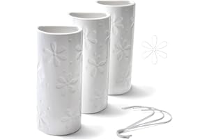 Ligano® Heizkörper Luftbefeuchter mit Blumen-Motiv – Keramik Wasserverdunster für die Heizung – 3 Stück Weiß