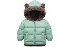 Natashas Baby Kinder Winterjacke Mantel mit Kapuze Jacke Warm Baby Niedlich Plüsch Bärenohren Jungen Mädchen Baumwolljacke