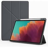 UnDePlus Samsung Galaxy Tab A11 8.7in&ccedil; X130 ile uyumlu Kılıf Kalem B&ouml;lmeli Trifolding Case X133 X135 135F Koyu Gri