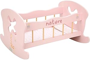 ARIAS-Cama balancín de Madera de la colección Nature. Incluye una Almohada y Colcha a Juego. Medidas: 50x39,5x29,5 CM. Juguete Niños +3 años (ARI21583)