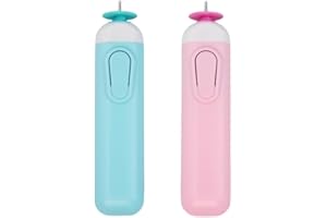 Flylin 2 Stück Elektrischer Quilling-Stift, Quilling Werkzeug Elektrisch mit Edelstahl-Kopf, Quilling Slotted Tool Pen für Allgemeine Quilling Papierstreifen und Breitere Quilling Papie(Blau+Rosa)