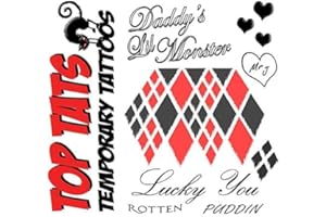 TOP TATS Harley Quinn Suicide Squad FREE SCARS Fancy Dress FIRST CLASS Temporary Tattoo, Sexy Cosplay Outfit/Costume