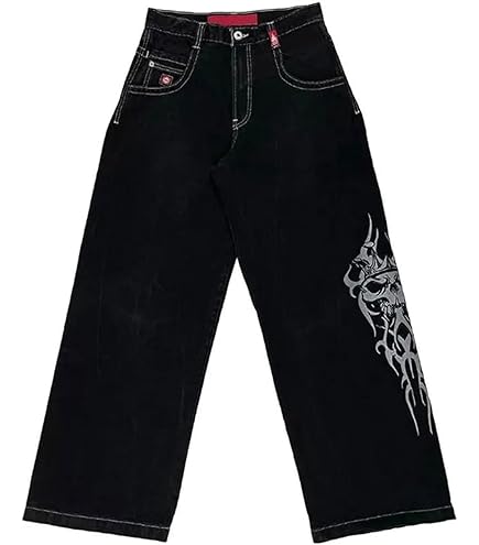 Sawmew Mannen Gedrukte Baggy Jeans Hip Hop Jeans Y2K Rechte
