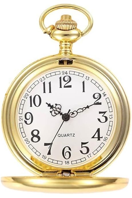 Orologio Da Tasca Classico - Al Quarzo, Numeri Arabi, Catena Da 81cm, Nero/Argento, Per Uomo E Donna - Foto 3