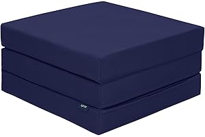 Ready Steady Bed Materasso pieghevole a Z singolo | Letto pieghevole cubo Z resistente all'acqua | Ospiti dei bambini Soggiorno camera da letto Sleepover | Comodo pouf futon | Comoda sedia(blu marino)