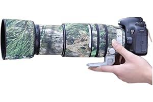 CHASING BIRDS Copriobiettivo impermeabile mimetico per Canon EF 100-400 mm F4.5-5.6 L IS II USM, copertura protettiva antipioggia (verde foglia mimetica, con prolunga EF 2.0X III)