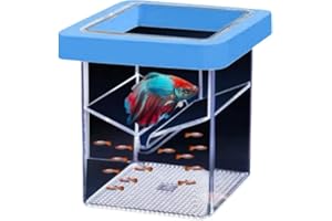 BEGONDIS Floating Fish Tank Breeder Box - Transparent Thickened Aquarium Isolation Box for Fish Breeding, Easy to Install and Space-Saving (Blue)