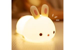 Dimanito Cute Kids Night Light Night Lamp Night Lights for Kids Bedroom Toddler Baby Portable Silicone Battery Led Nightlight Nursery (Cute Bunny)
