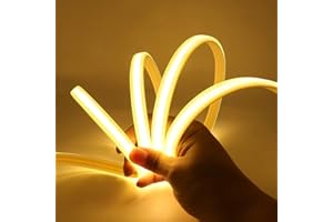 XUNATA Striscia LED COB Flessibile 220V, (Bianco Caldo, 1m), IP65 Impermeabile, Nastri LED ad Alta Luminosità da 288 LED/m con Cavo di Alimentazione