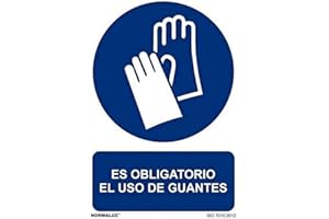 Normaluz RD20603 - Señal Adhesiva Es Obligatorio El Uso de Guantes Adhesivo de Vinilo, Azul, 20X30 cm