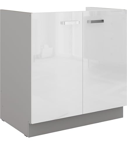 Küchen Hochschrank 40cm Hochglanz Grau Küchenzeile Küchenblock
