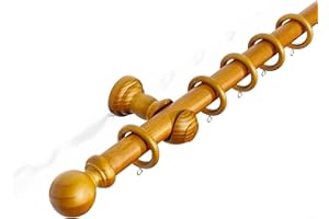 Kestral Ball Finial 28 mm Wooden Curtain Poles Fixed Length Multi Finials Curtain Pole Wooden Beautiful Design Wooden Finials, Aged Oak Ball 240 cm