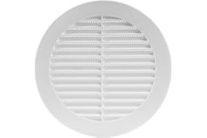 Vent Systems 150 mm / 6" Inch Round Soffit Vent Cover - White Louvered Plastic Grill Cover - Vent Grille with Screen Mesh - HVAC, Ducting, Pipe Air Supply Vents for Bathroom, Kitchen, Garage