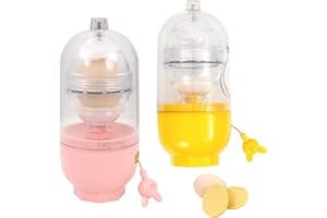 N\C Mezclador de yemas de huevo, batidor de huevos, batidor manual de 2 piezas, batidor manual de huevos, batidor de huevo, batidor de yema de huevo dorado alimentado a mano para mezclar clara de huevo