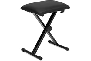 Bakaji Sgabello Panca per Tastiera Musicale Pianoforte e Batteria Struttura in Metallo Pieghevole Altezza Regolabile Sedile in Ecopelle Imbottito