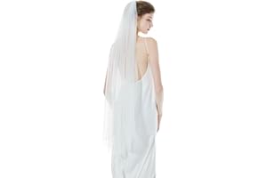 BEAUTELICATE Wedding Bridal Veil Simple Pencil Edge Single Tier For Bride Short Long Chapel Cathedral Floor Length Veil Ivory White With Metal Comb