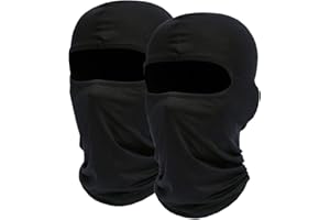 NITAIUN 2 Pezzi Passamontagna Sci Nero Balaclava Moto Maschera Morbido e Traspirante Unisex Sottile Tessuto Elastico Traspirante Antivento per Ciclismo Sci Moto, Nero,Taglia Unica