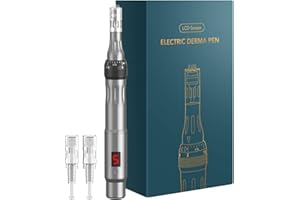 INCELLICE Dermapen 0,25-2,0 mm Regolabile 5 Velocità Penna Microneedling Uso Wireless Macchina Professionale Micro Ago Elettrico per la Crescita Della Barba con 2 Cartucce di Ricambio e Caricatore USB
