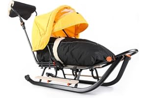 ‎TEO & GIGI Teo & Gigi Babyschlitten Kinderschlitten Rodelschlitten mit Fußsack Rückenlehne Sicherheitsgurt Kinder Winter Schlitten All Seasons Plus