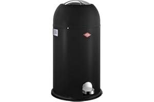 Wesco Kickmaster Abfallsammler aus hochwertigem Stahlblech in der Farbe Schwarz Matt mit einem Volumen von 33 Litern - eingebauter Dämpfer - großer Einwurf