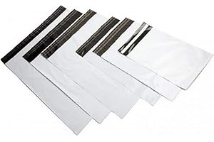 logei® Lot de 100 pièces Sacs d'expédition plastique Enveloppes postales Couleur blanc + noir (25 * 35cm)