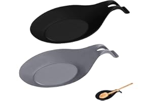 RZMZBY 2 pezzi Porta Cucchiaio Silicone,Porta Cucchiaio,Porta Cucchiaio Cucina,per Conservare Utensili da Cucina, Spatole, Cucchiai, Cibo(nero, grigio)