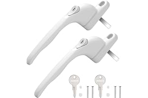 WODSTA UPVC Window Handle 2PCS Lockable Window Handle Aluminum White Universal Espag Handles with Key with 43mm Spindle Length for Indoor and Outdoor UPVC Window