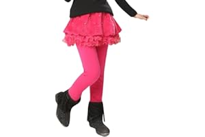 Mxssi Leggings Ragazze con Gonna - Pantaloni Bambini Legging Lungo Pantaloni Danza Primavera Autunno Inverno per 2-13 Anni caffè Marina Militare Blu Rosa Rosso