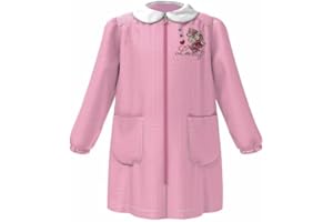 AMBROSINO Grembiule Asilo Bambina Quadretto Rosa Ricami Variabili Bottoni o Zip Omaggio Incluso Moda Egidio