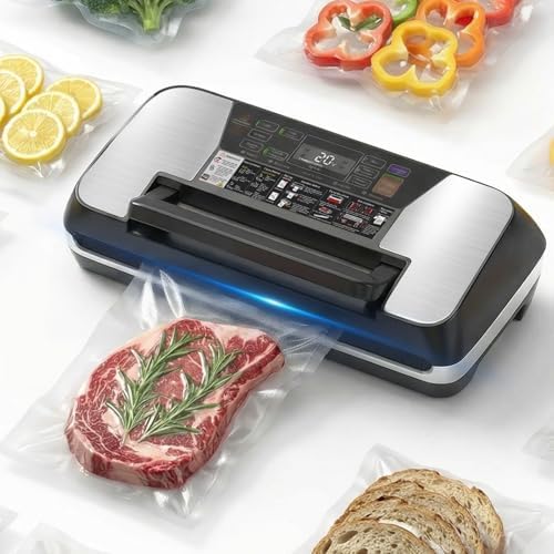 OidoZac Macchina per sottovuoto professionale (95 kPa) per alimenti – Vacuum Sealer 12 in 1 con doppia saldatura, sistema Easy-Lock, taglierina integrata e vassoio antigoccia rimovibile