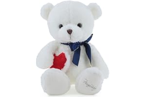 Yeqivo Animales de Peluche Gran Osito de Peluche Peluches con Corazón de Amor Lindo Oso de Peluche para Novia Niño (Blanco&Amor, 50CM)