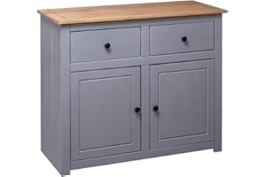 Festnight Credenza Cucina | Credenza Soggiorno | Credenza Moderna | Mobile Cucina | Credenza in Legno di Pino Panama Range Grigia 93x40x80 cm