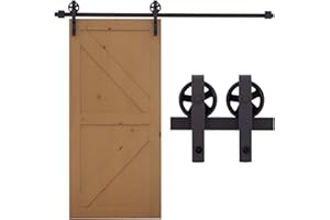 HOMCOM Kit de rail pour porte coulissante quincaillerie grange à porte coulissante en acier au carbone longueur de rail 183 cm café