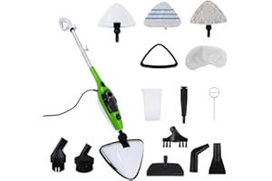 QIMU 10-in-1-1300-W-Dampfmopp, Multifunktions-Hand- und aufrechter Boden-/Teppich-Dampfreiniger für Böden, Teppiche, Fenster, Polster, Küchen und Badezimmer