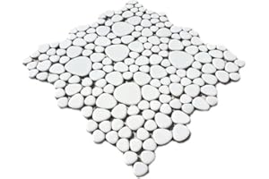 CONWIRE Pietre ceramiche per mosaico a ciottoli, di colore bianco lucido, per doccia e pavimento della doccia, 12-0102/1