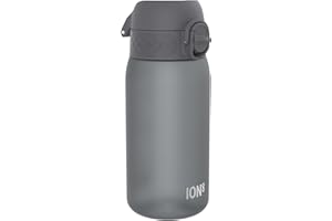 ION8 Butelka dla Dzieci, 350 ml/12 oz, Szczelna, Łatwa do Otwarcia, Bezpieczny Zamek, Można Myć w Zmywarce, Bez BPA, Uchwyt do Przenoszenia, Łatwa do Czyszczenia, Bezwonny, Szary
