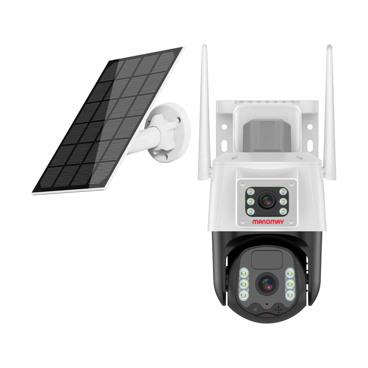 (Refurbished) MANOMAY 4G Sim 4Mp Solar Powered CCTV Outdoor Security Camera with Solar Panel Built-in Battery | Surveillance for Agriculture | Remote Area | Construction Site | Garden (3+3MP 4G Solar Linkage)