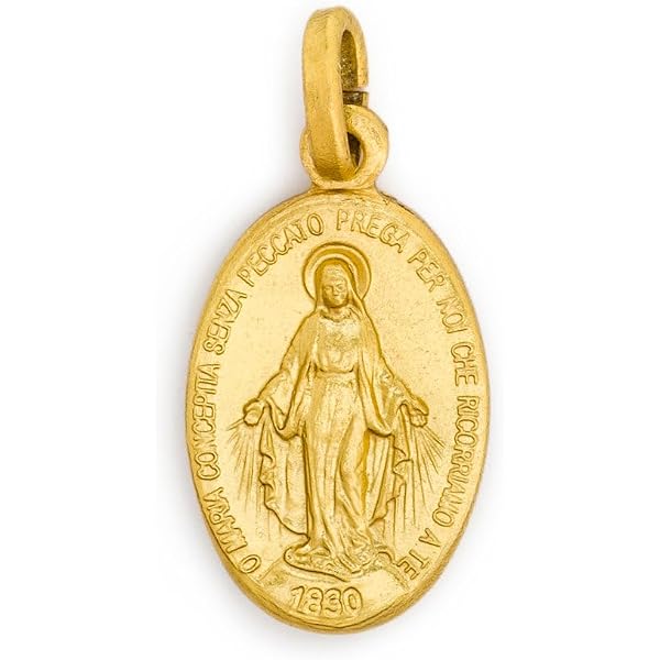 Collana con medaglia miracolosa placcata in oro: ciondolo in