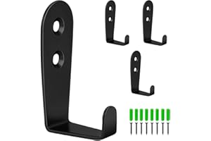 CGBE Coat Hooks Door Hooks, 4pcs Wall Mounted Coat Hook with 8pcs Screws & Anchors for Hanging Clothes, Towel, Robe, Key, Bags, Cup in Bathroom Bedroom Kitchen-Black